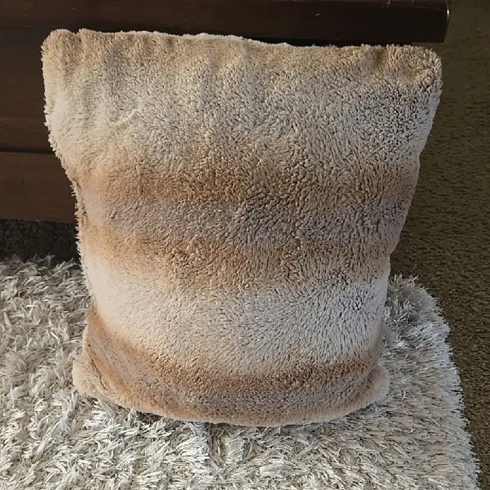 Cozy Tan and Cream Fuzzy Soft Couch Bed Comfy Y2k Pillow One Unisex Home House